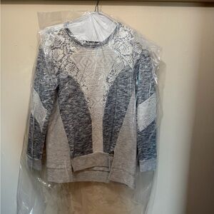 Rebecca Taylor Cream and Gray Lace Top